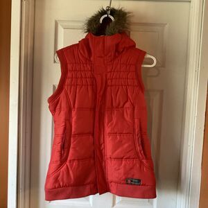 Burton Dry Ride Jacket Vest Women’s Medium Red Hooded Full Zip